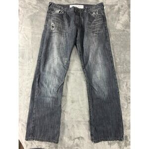 Akoo RN 98011 Vintage SIZE 38x32 Men's Jeans Distressed Dark Wash Y2K